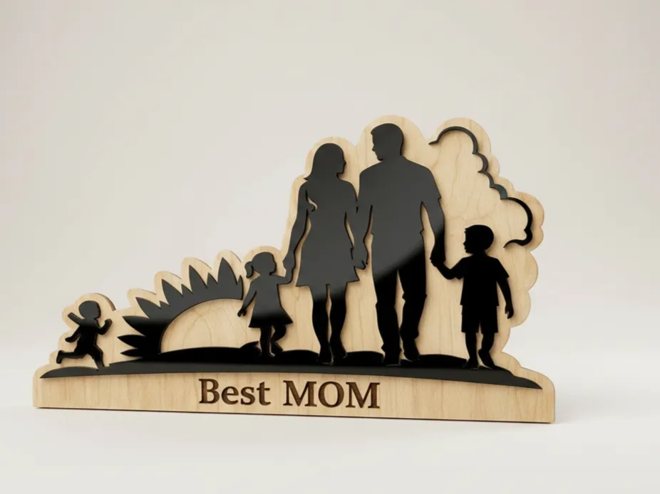 Best Mom Family Walking Into The Sunset Silhouette Sign personalized ornament design on Atomm