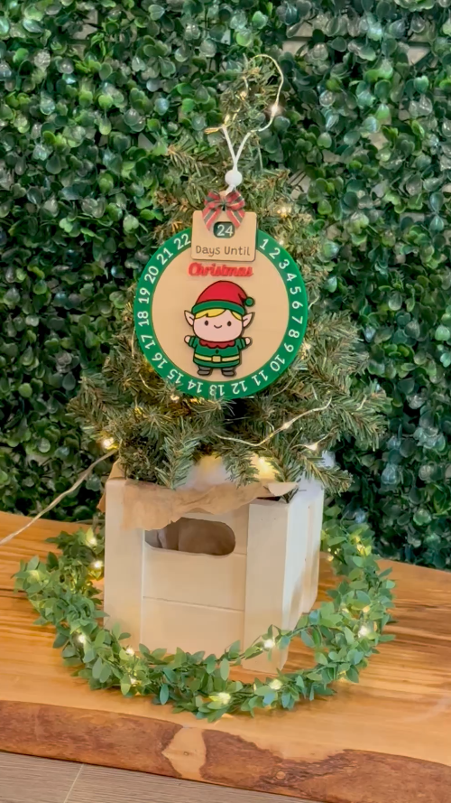 [Laser cut and engrave] Christmas Countdown Spinner Ornament Elf Boy – Premium Laser Cut File (SVG + XCS)_copy