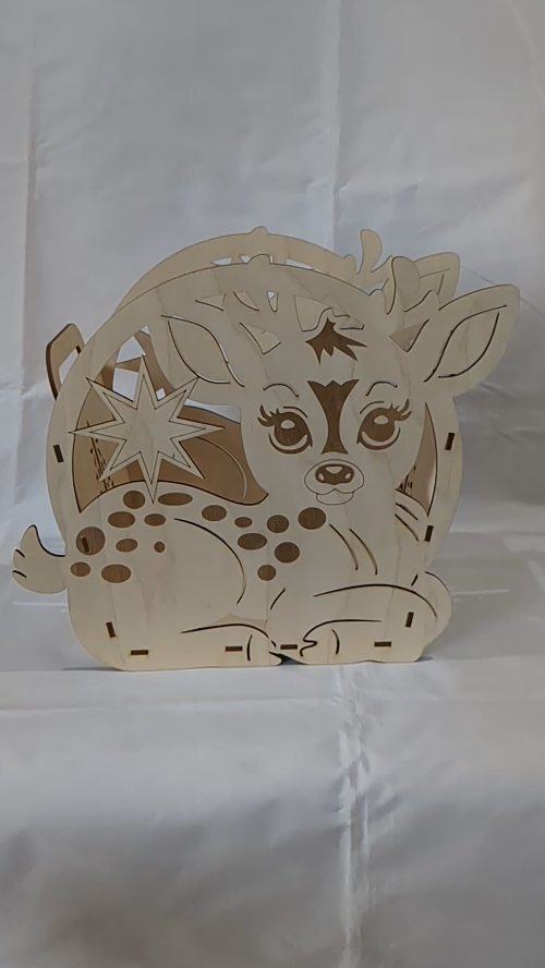 [Laser cut and engrave] Christmas Gift Basket Laser Cut Template, Deer Baby Laser Cutting Model, XMAS Storage