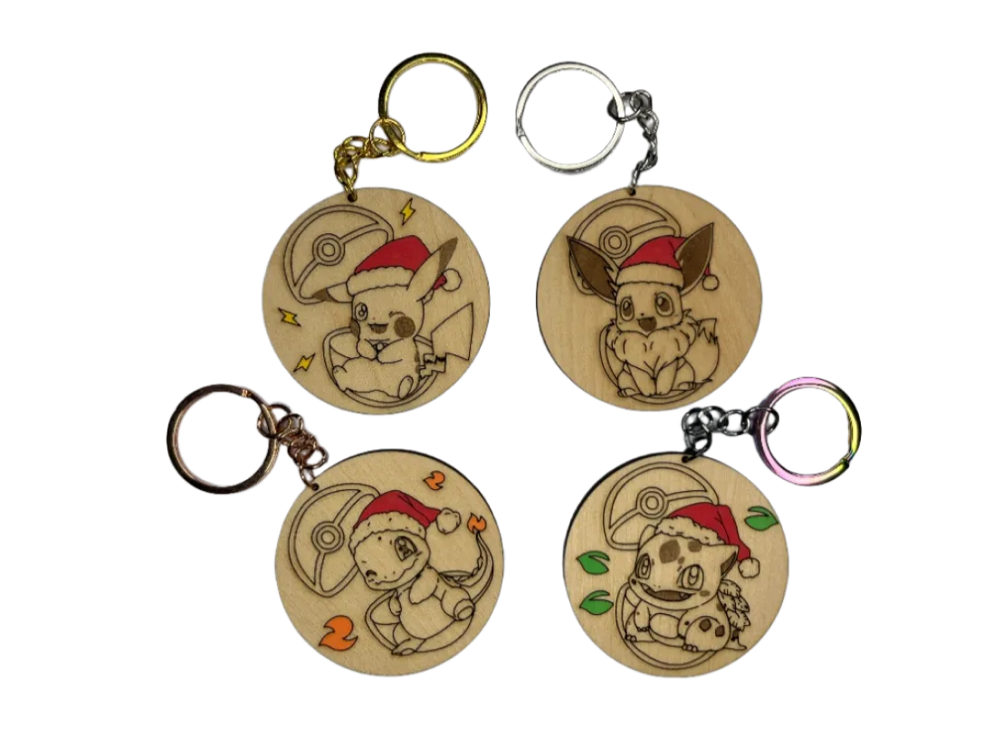 Painted Wood Pokémon Keychain Set (4-Pack) pokemon keychain idea