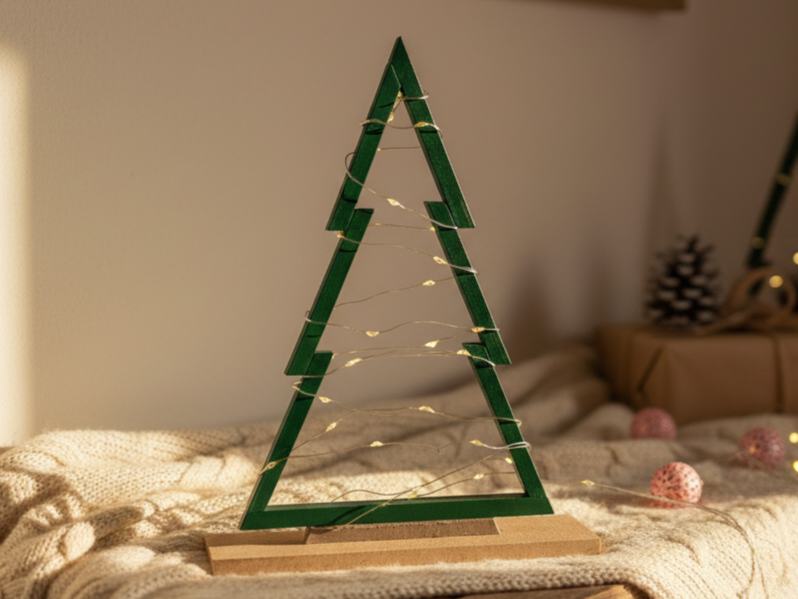 Minimalistyczna drewniana choinka-kontur