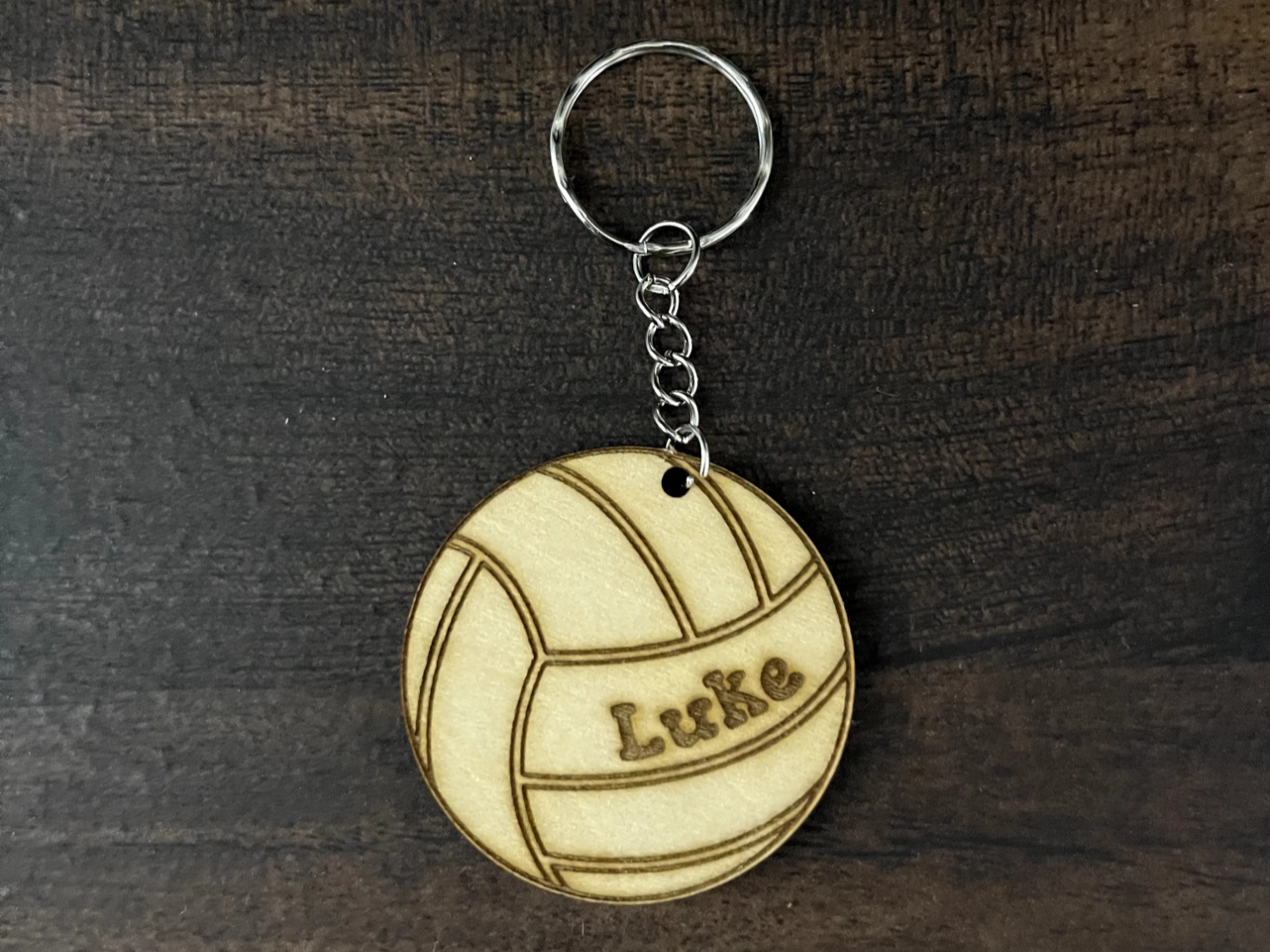 Wooden Keychains volleyball with name sports keychain design
