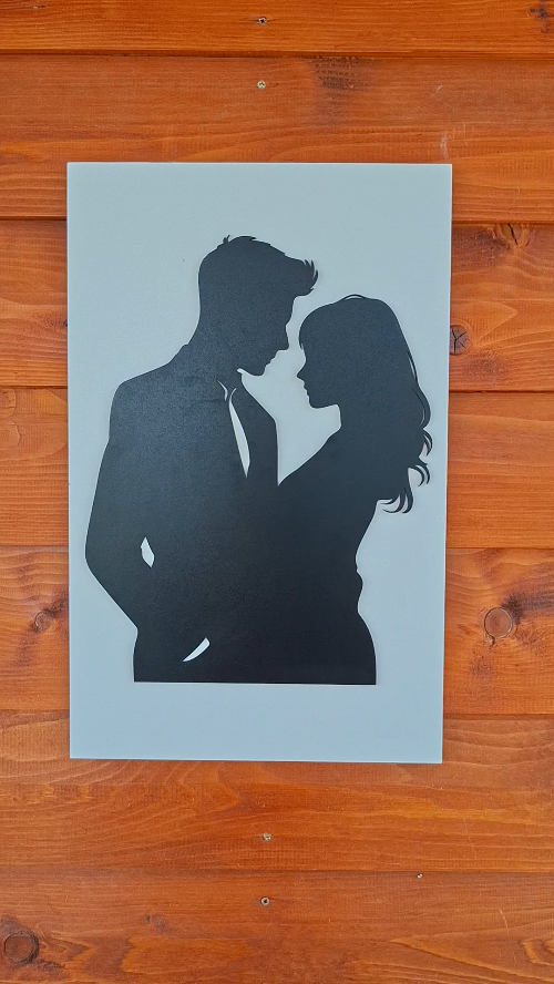[Laser cut and engrave] Laser Cut Romantic Couple Silhouette Wall Art Decor