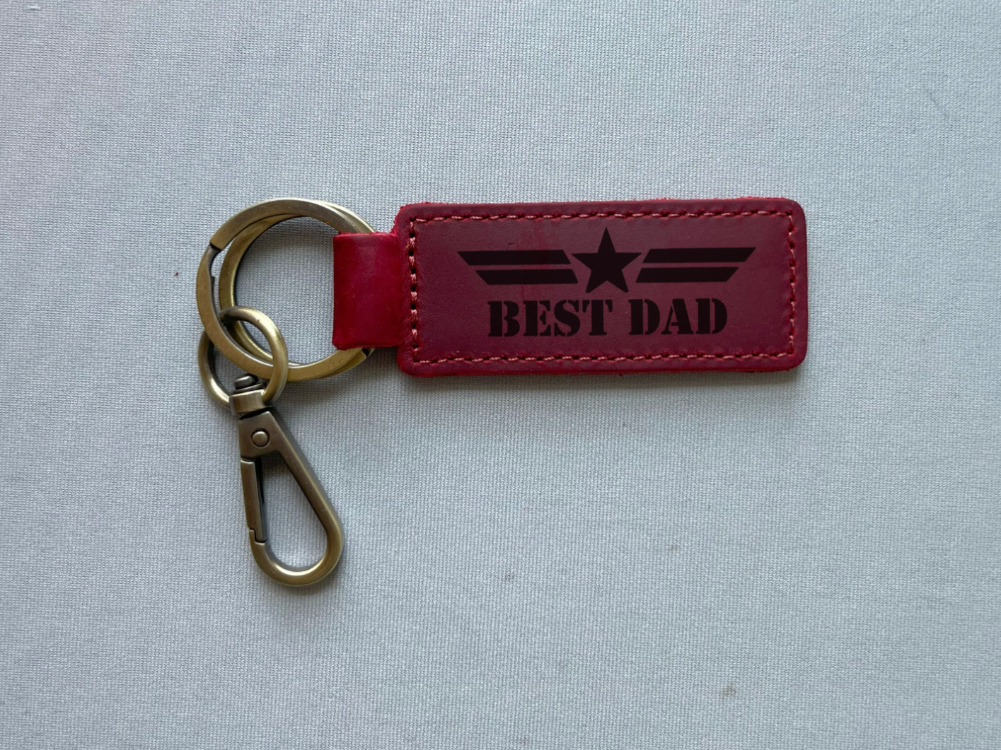 Best Dad Leather Keychain with Metal Ring and Clip father's day gift design