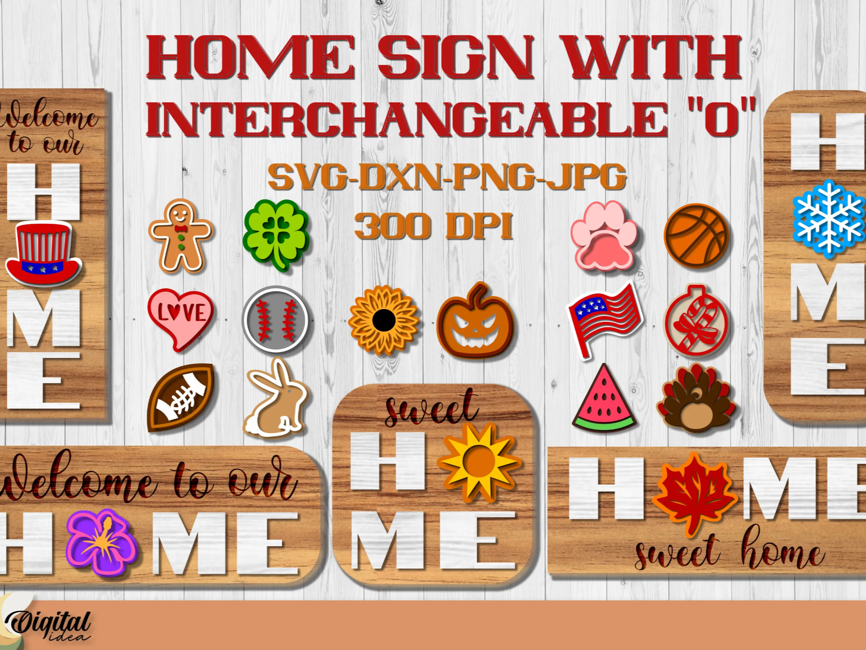 Home sign with interchangeable 