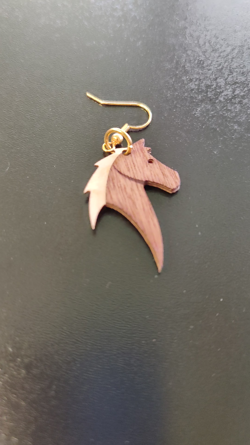 [Laser cut and engrave] Layered horse Silhouette Dangle Earrings