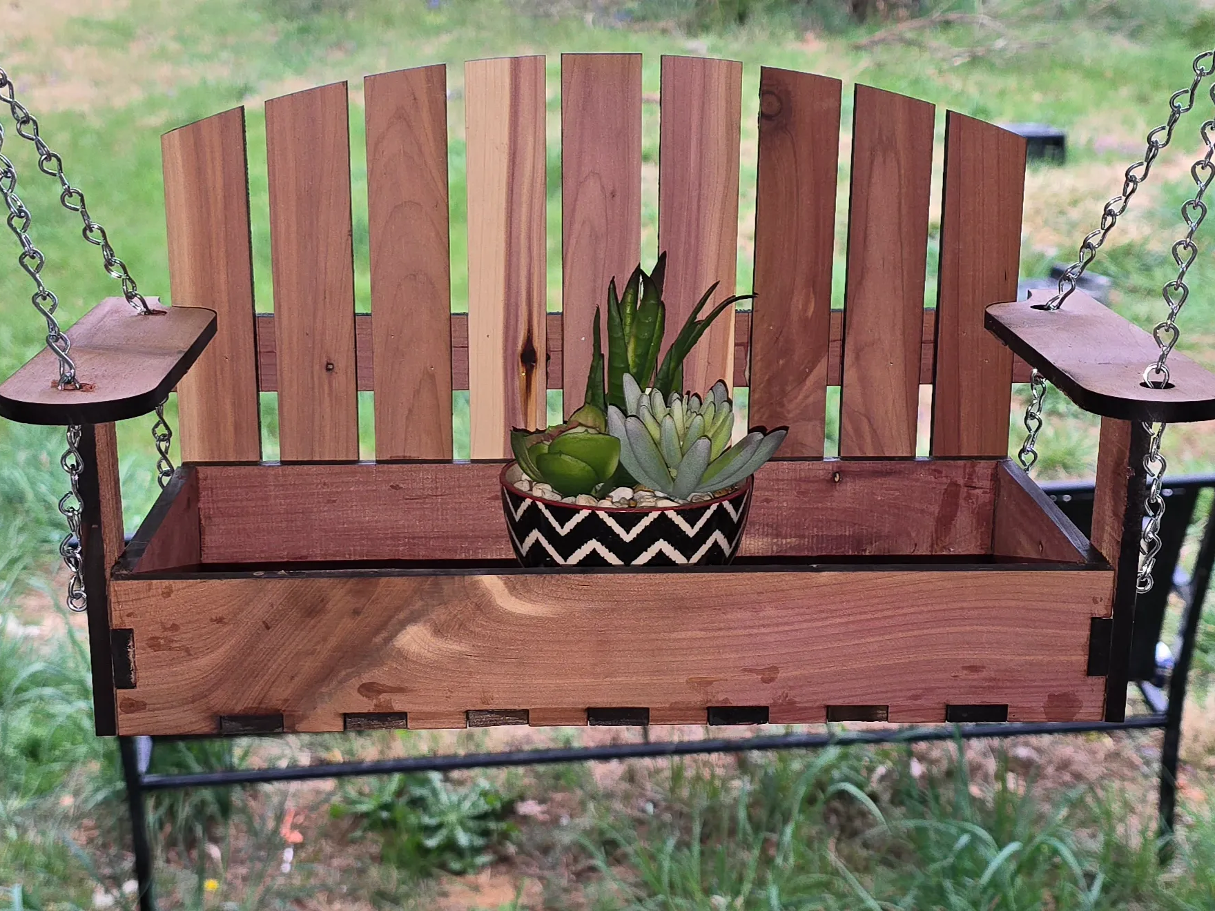Mini Porch Swing Planter & Succulent Holder – Bird & Squirrel Feeder for Indoor & Outdoor Decor gift for mom idea