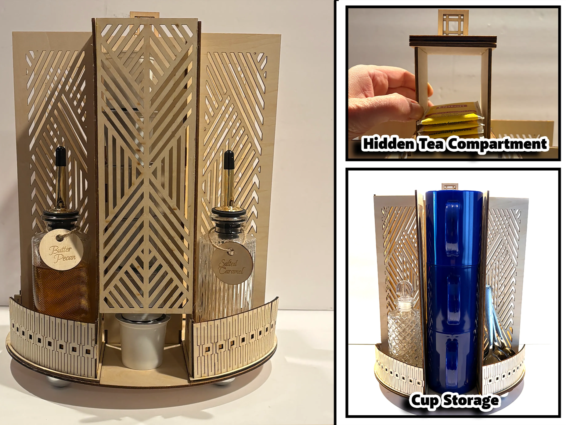 Coffee Station Turntable with Pods, Cups & Hidden Tea Storage | Free ...