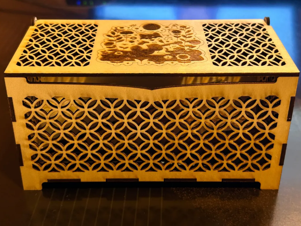 Scatola Decorativa Cane che Suona la Chitarra idea di carillon tagliato al laser