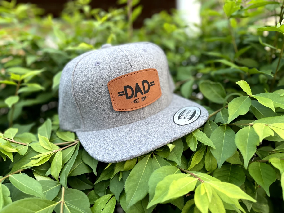 "Established..." Leather Patch Dad Hat father's day gift design