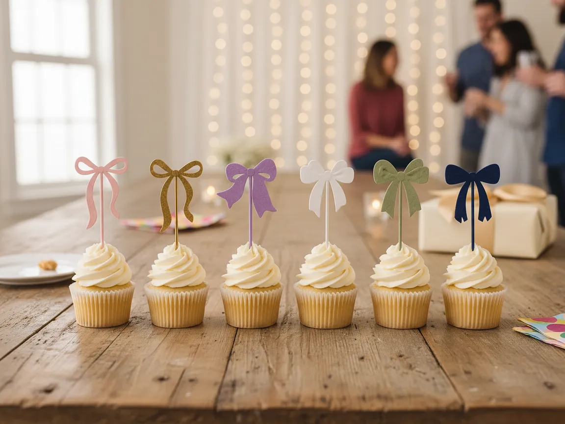 Ribbon bow cupcake topper bundle