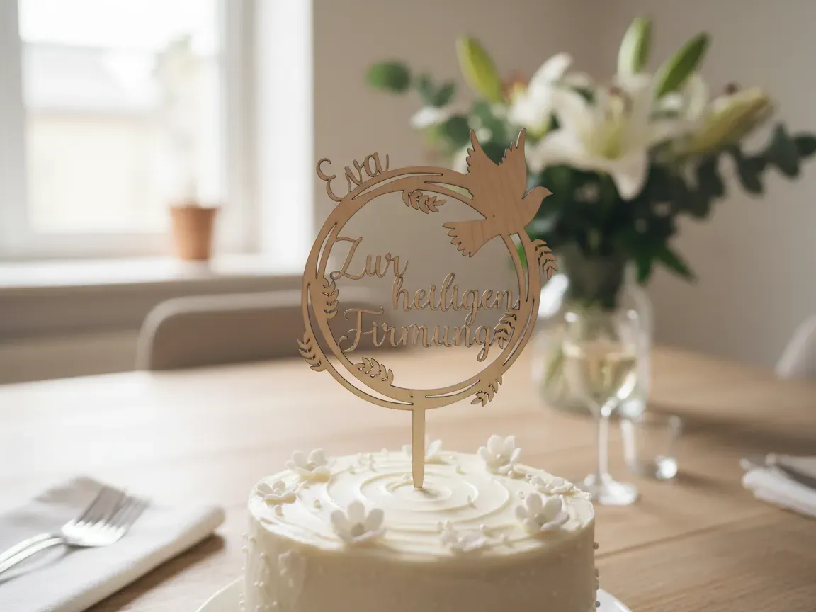 German Confirmation cake topper