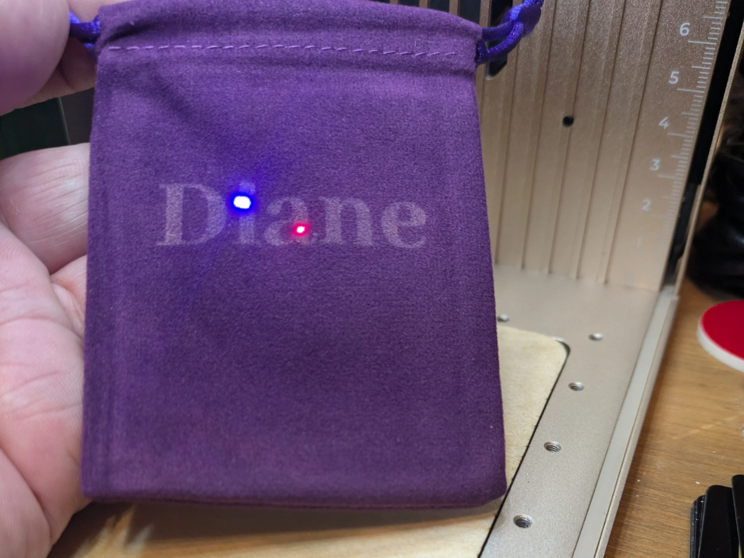 Laser Engraved Purple Suede Drawstring Pouch with Name Diane