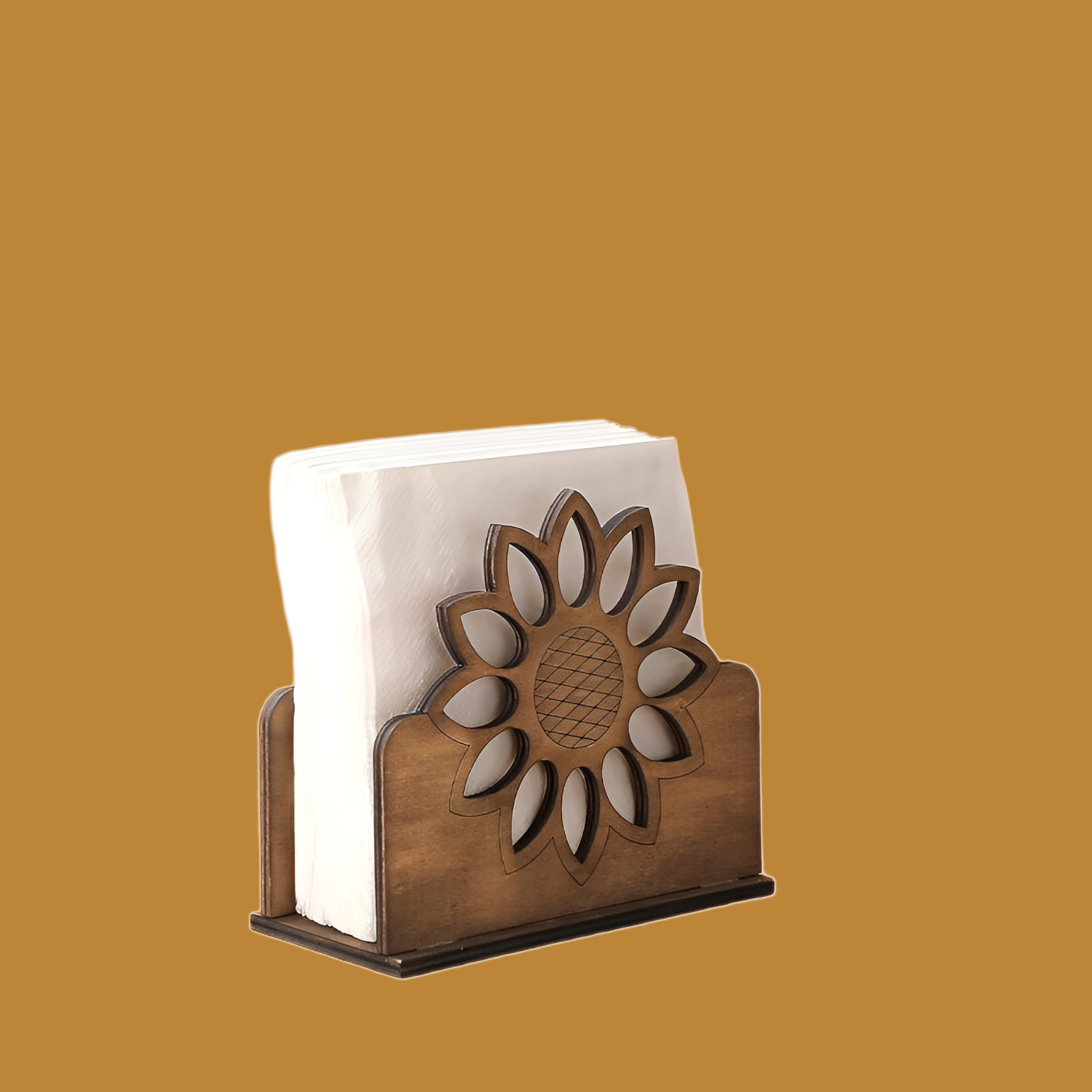 Laser Cut Sunflower Napkin Holder Farmhouse Napkin Dispenser laser-cut napkin ring design