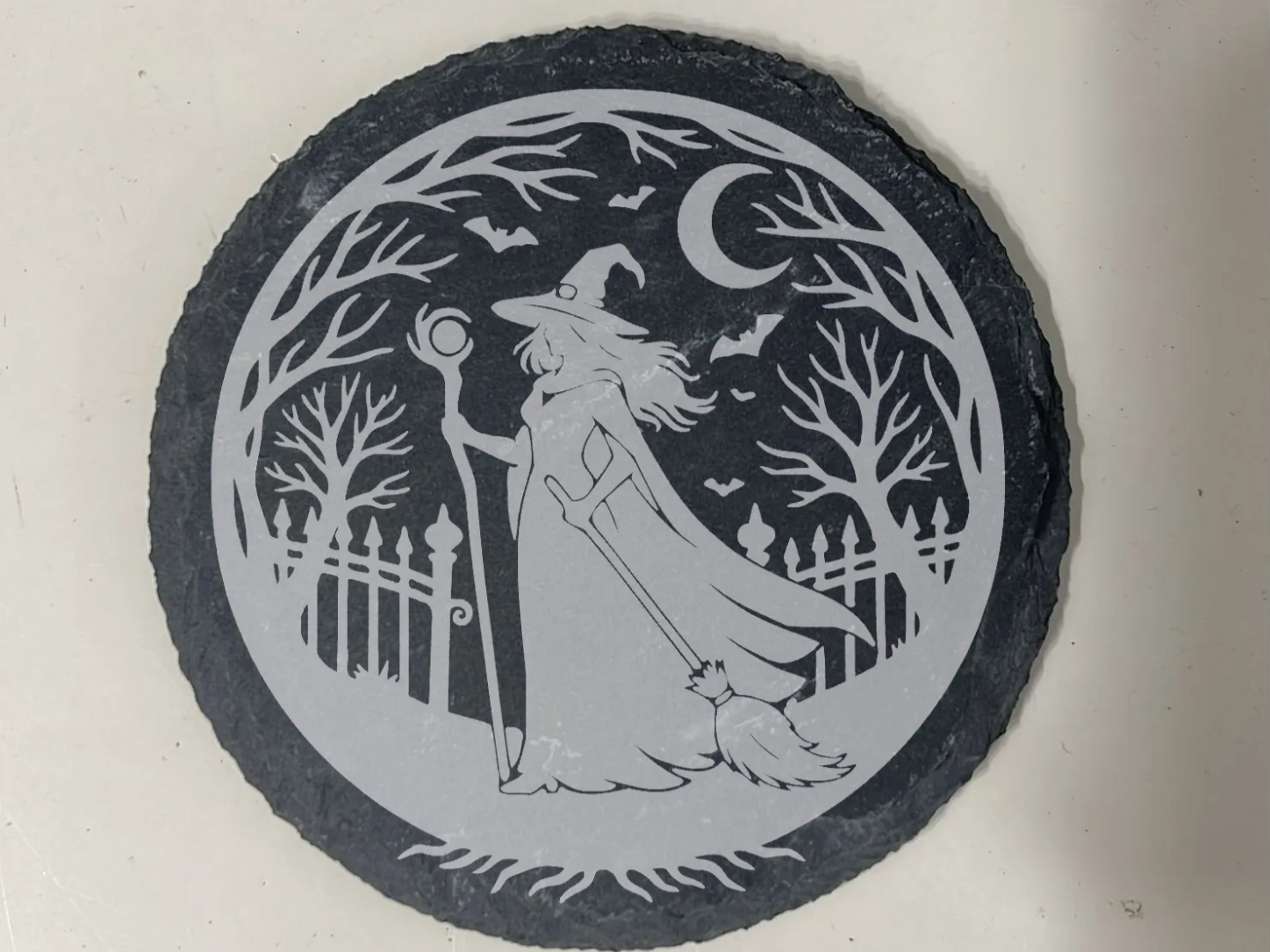 Witch, Moon and Bats Slate Coaster Halloween coaster idea