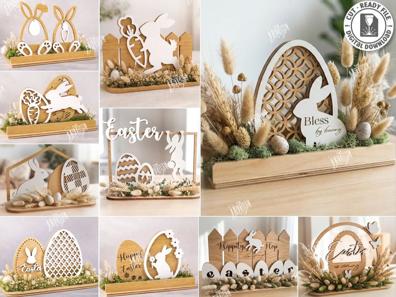 Easter Bunny and Egg Centerpiece Set dining table decor and centerpiece idea