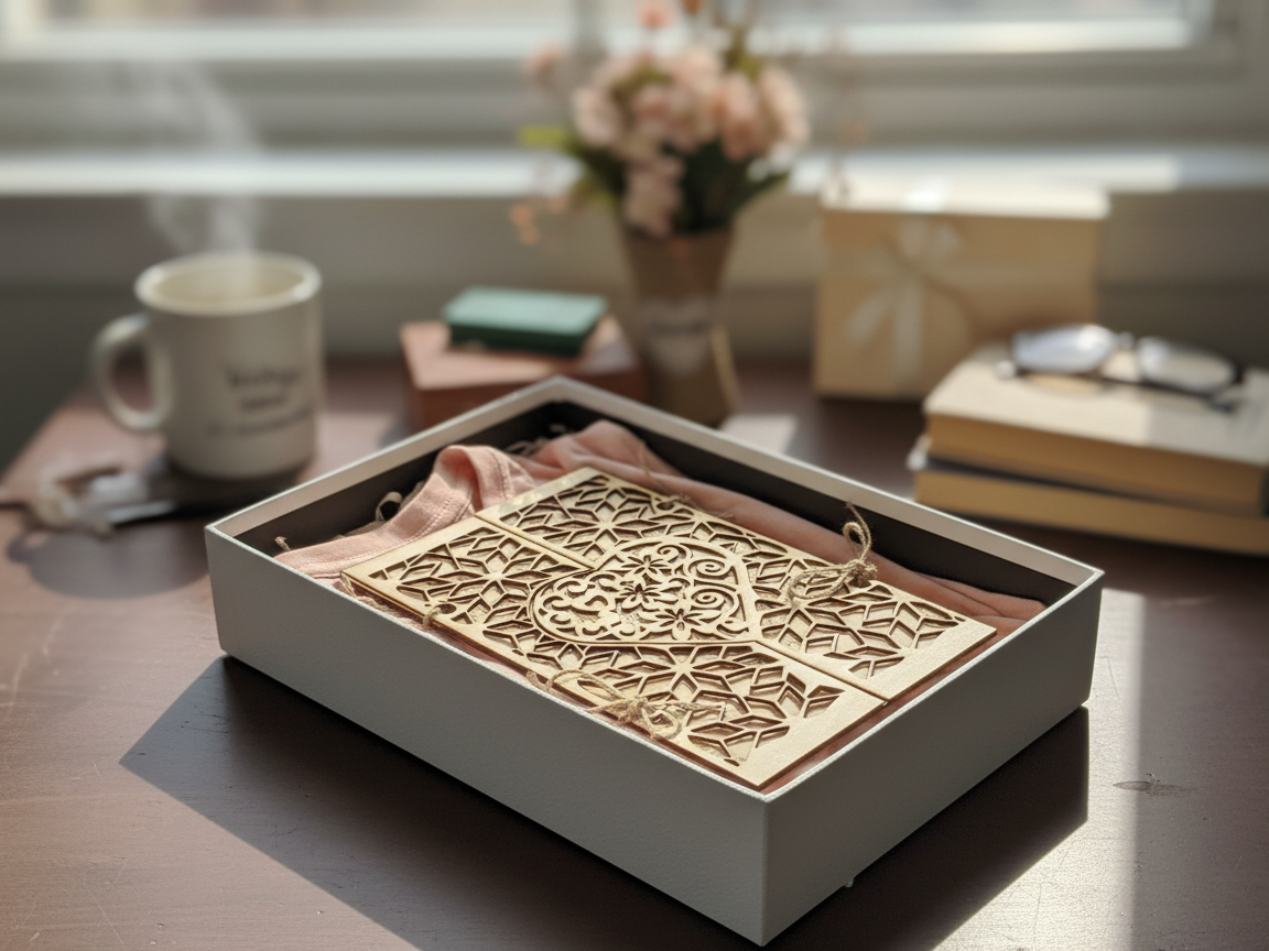 Laser-Cut Wooden Valentine's Day Card valentines day gift design