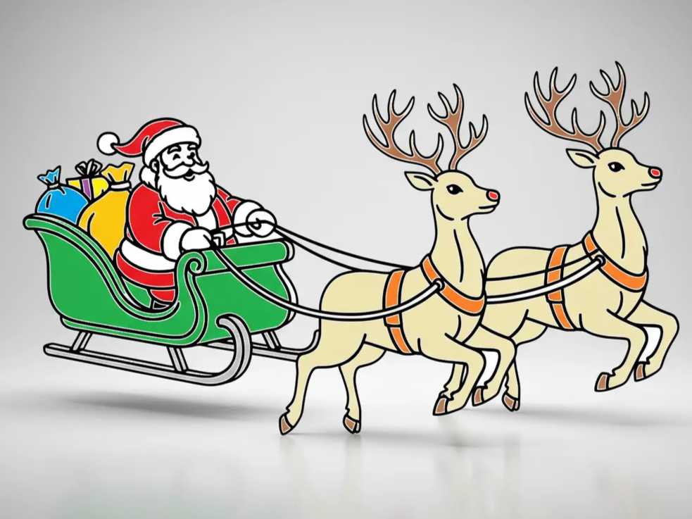 Santa and Sleigh Hanger ceiling Christmas decoration idea