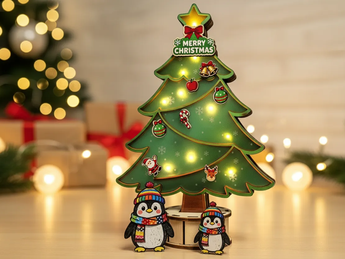 Penguin LED Tree Decoration light up Christmas tree ornament idea