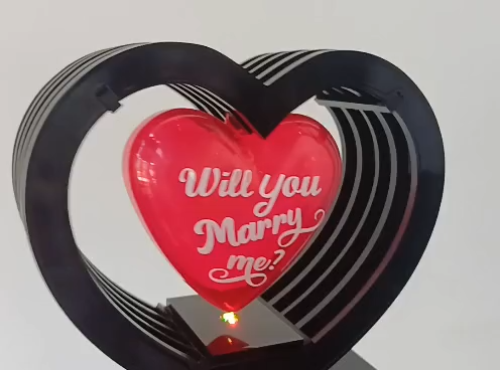 [Laser cut and engrave,Blade cut] Heart-shaped surprise holder with light