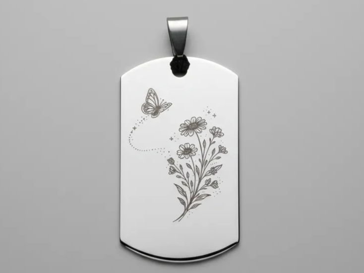 Butterfly and Wildflower Bouquet Pendant dog tag pendant design
