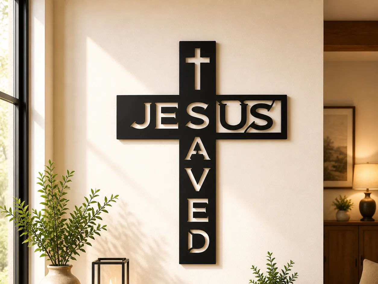 Jesus Saved Cross SVG | Christian Wall Art SVG | Faith Cross Decor ...