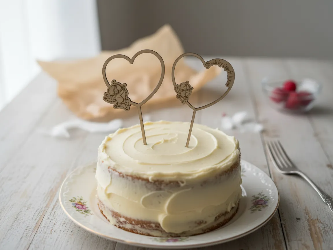 Cupid arrow heart cake topper set