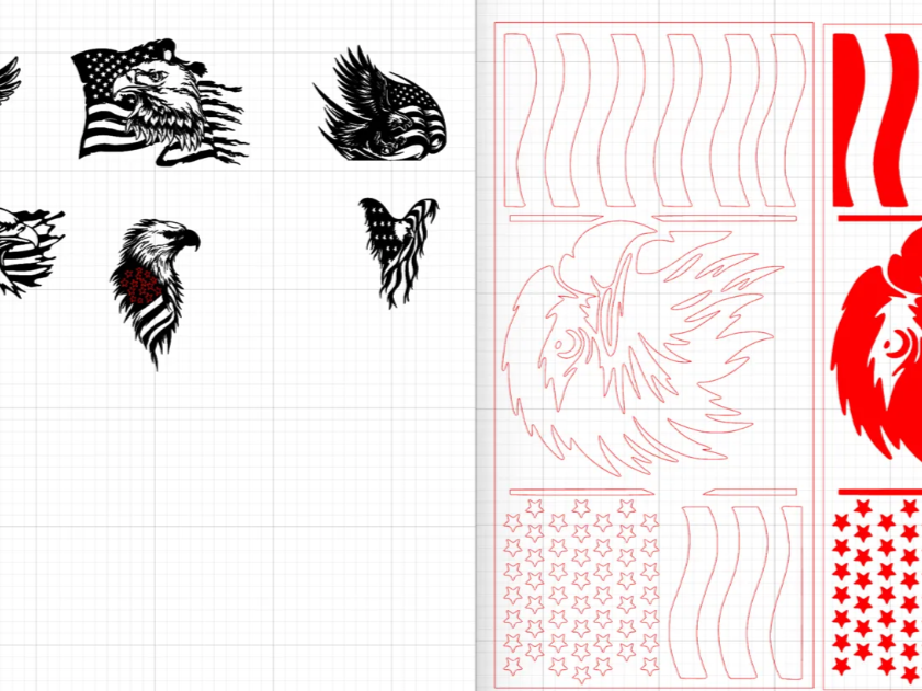 Laser Cut American Eagle and Flag Design Vector Patterns — free American flag wall art project file on Atomm