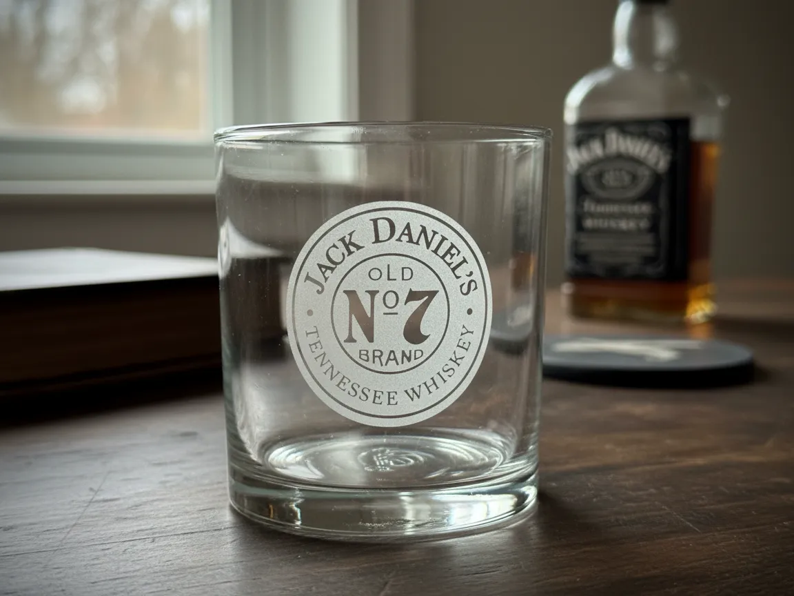 Jack Daniel's Engraved Whiskey Glass with Old No 7 Logo dad birthday gift idea