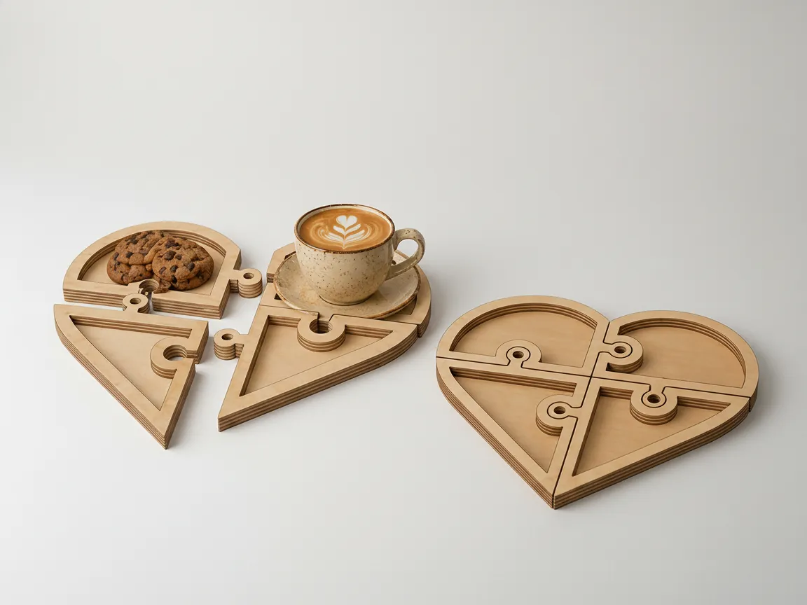 Heart Puzzle Serving Tray — Coffee & Cookie Tray valentines day gift for men design