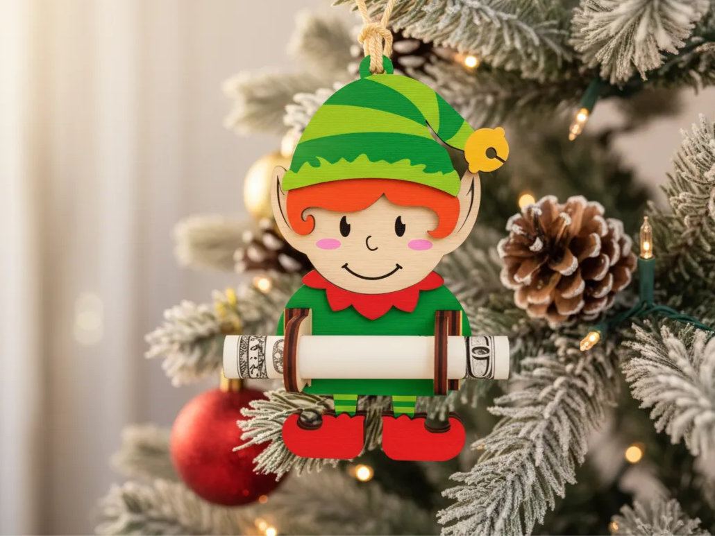 Christmas Money Holder with Elf Ornament Design christmas gift design