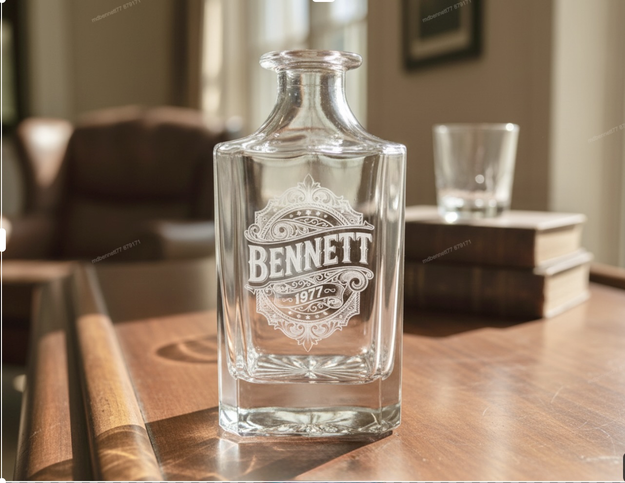 Custom engraved Whiskey Decanter anniversary gift for him idea