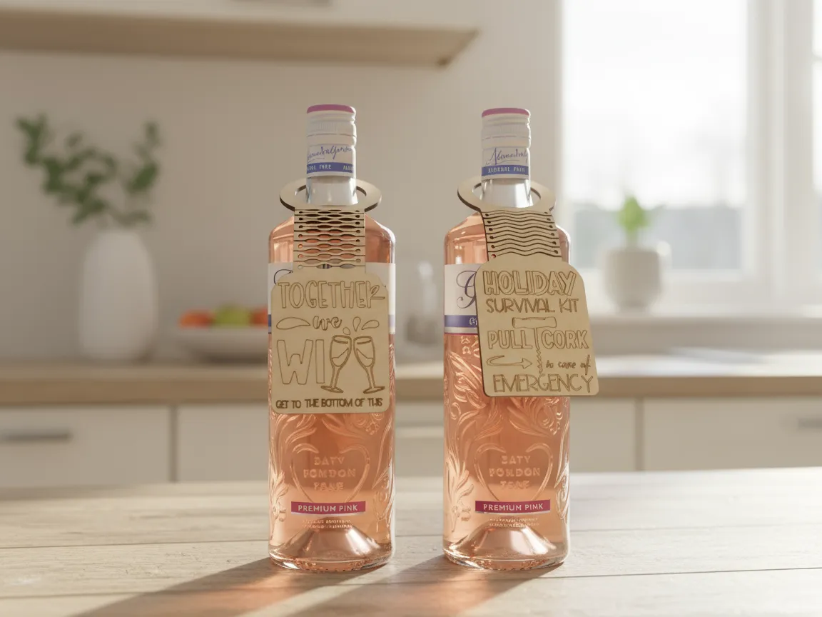 Set de etiquetas para botella tipo colgador de puerta, idea de regalo de vino