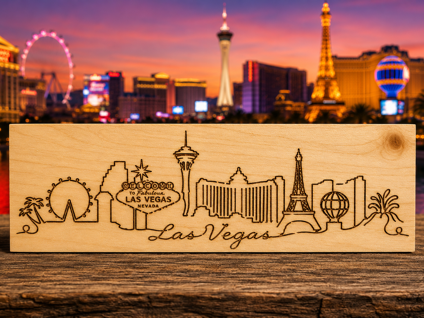Las Vegas Skyline One-Line Engraving | Free Files - Atomm
