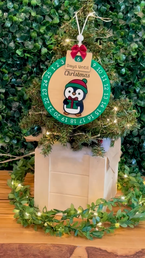 [Laser cut and engrave] Christmas Countdown Spinner Ornament Penguin – Premium Laser Cut File (SVG + XCS)_copy_copy