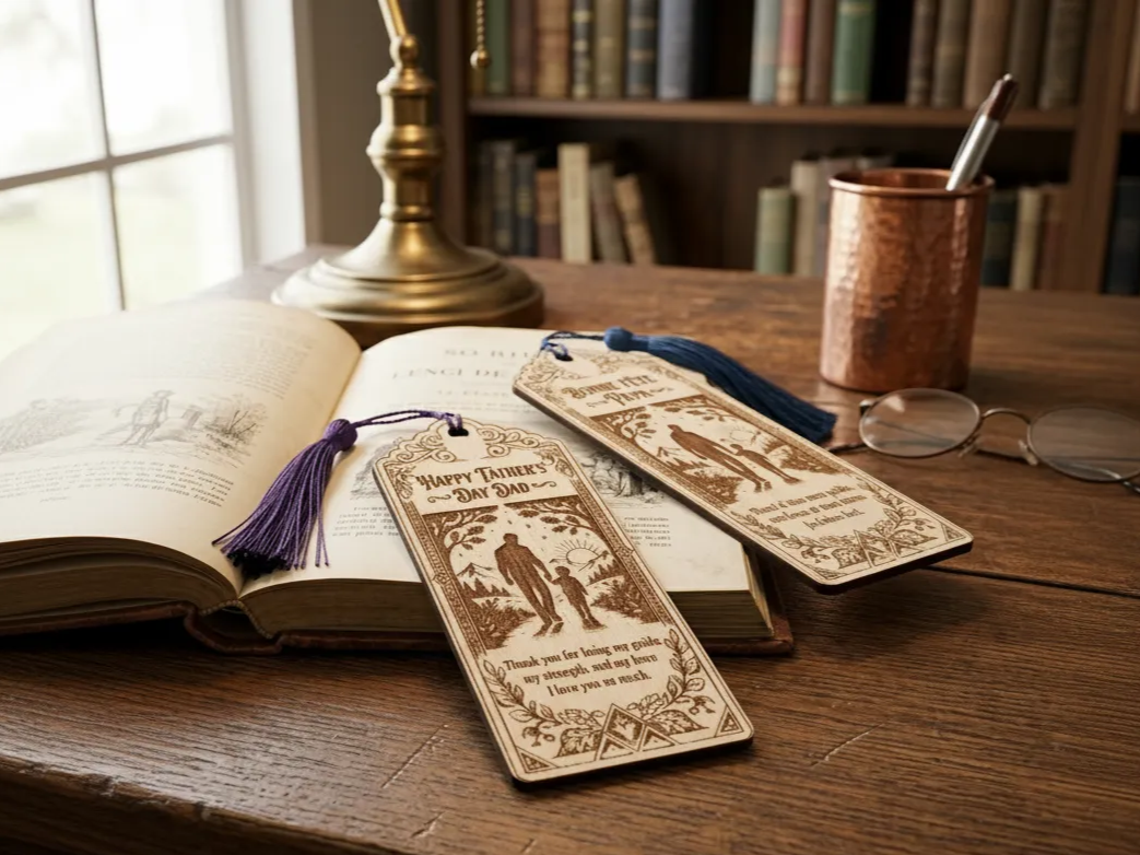 Elegant Father's Day Bookmark (English & French) father's day gift design