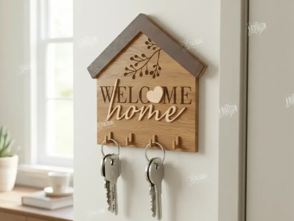 Welcome Home wall key holder with hanging hooks