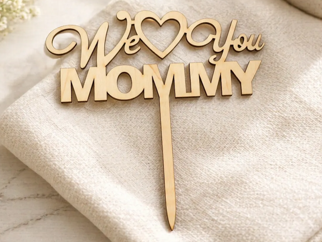 Cake topper Festa della Mamma tagliato al laser We Love You Mommy Cake Topper Celebration, We Love You Mommy Cake Topper