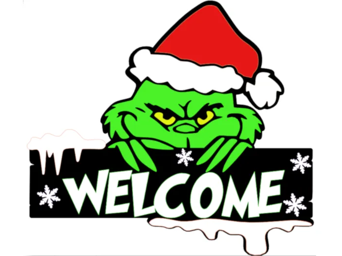 Der Grinch Weihnachts Willkommen - Mehrschicht Türhänger Weihnachts Tür Dekorationsidee