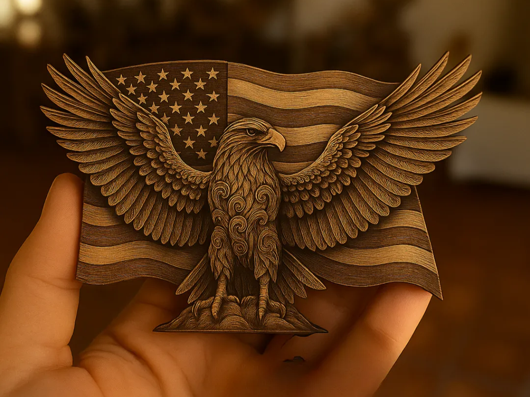 Eagle U.S.A 3D Ilusion — free American flag wall art project file on Atomm