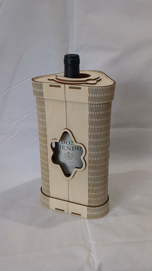 [Laser cut and engrave] Gift wine bottle box, triangulare box with lock, laser cutting design. Laser cut, vector template, laser machines file. Bottle holder, boxes project.