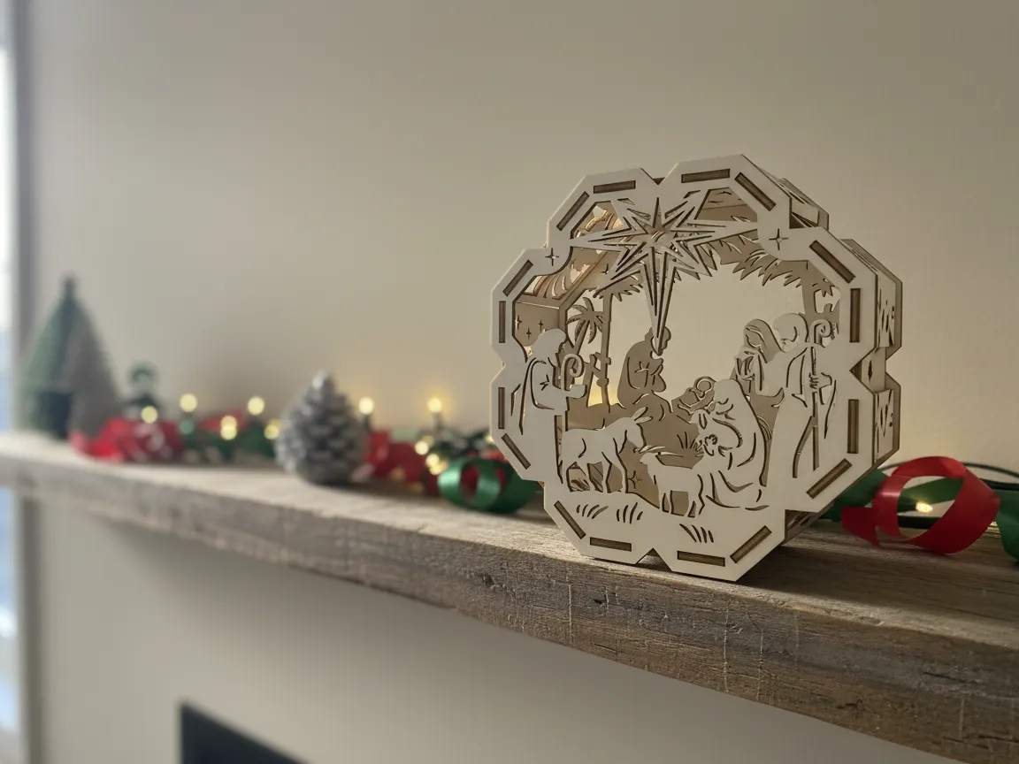 Nativity with Star of Bethlehem ceiling Christmas decoration idea