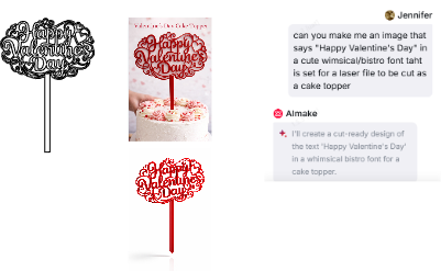 Valentines Day Cake Topper - Red Acrylic.xcs