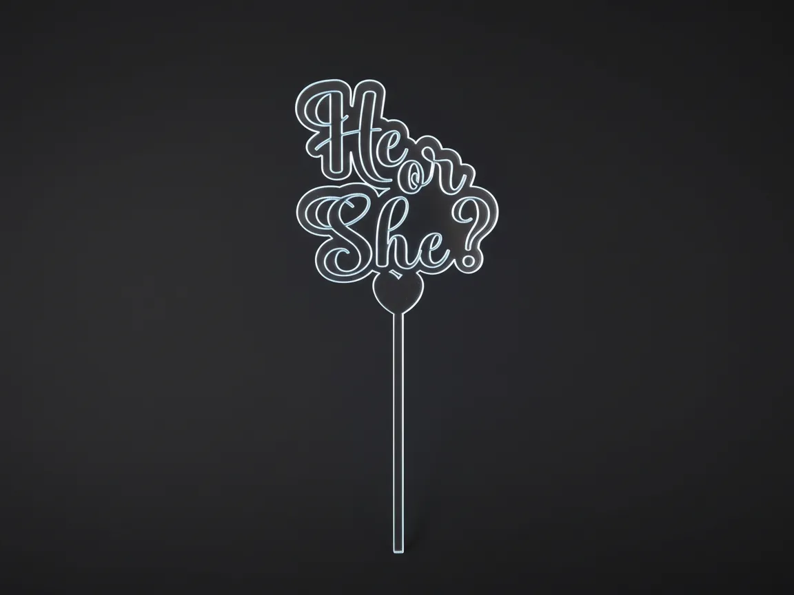 Acrylic he or she gender reveal cake topper