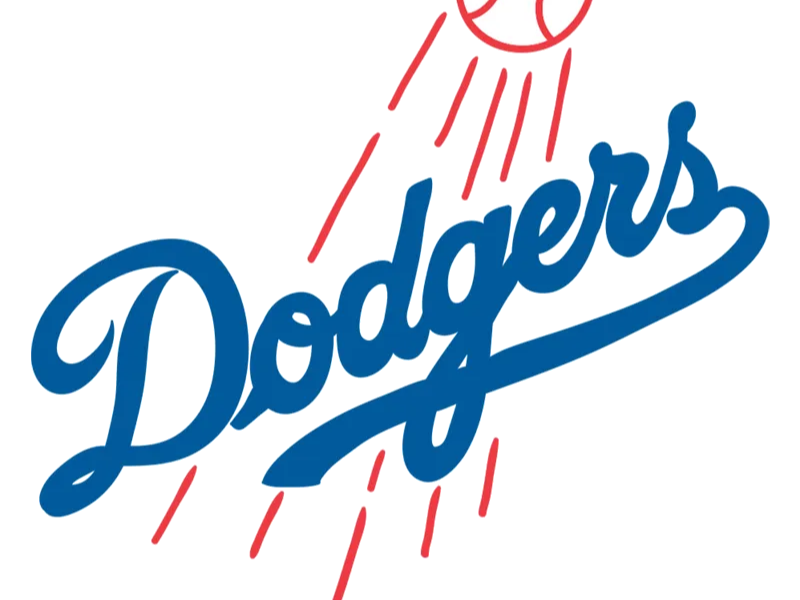 Laser cut Dodgers baseball wall art sign in blue and red