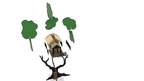 [Laser cut and engrave] Hermoso adorno en miniatura casa en el árbol