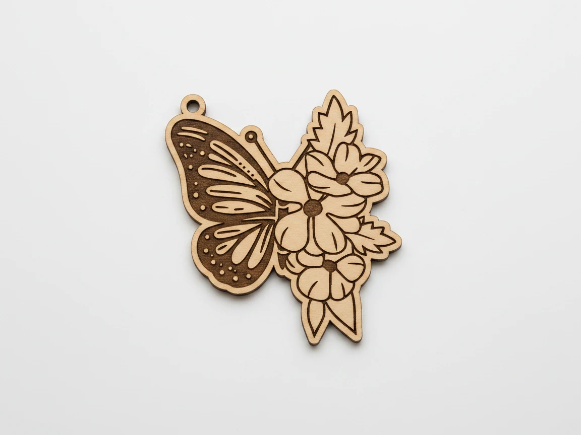 Butterfly and Flowers Keychain wood keychain idea