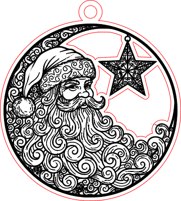 Crescent Moon Santa with Star Ornament.xcs
