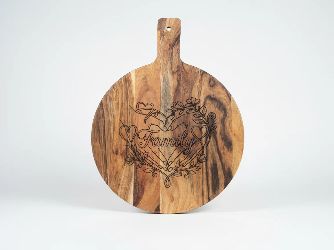 Family Cutting Board with Heart Design gift design