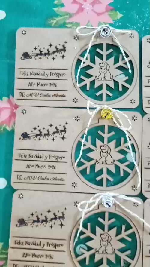 [Laser cut and engrave] Christmas card with ornament